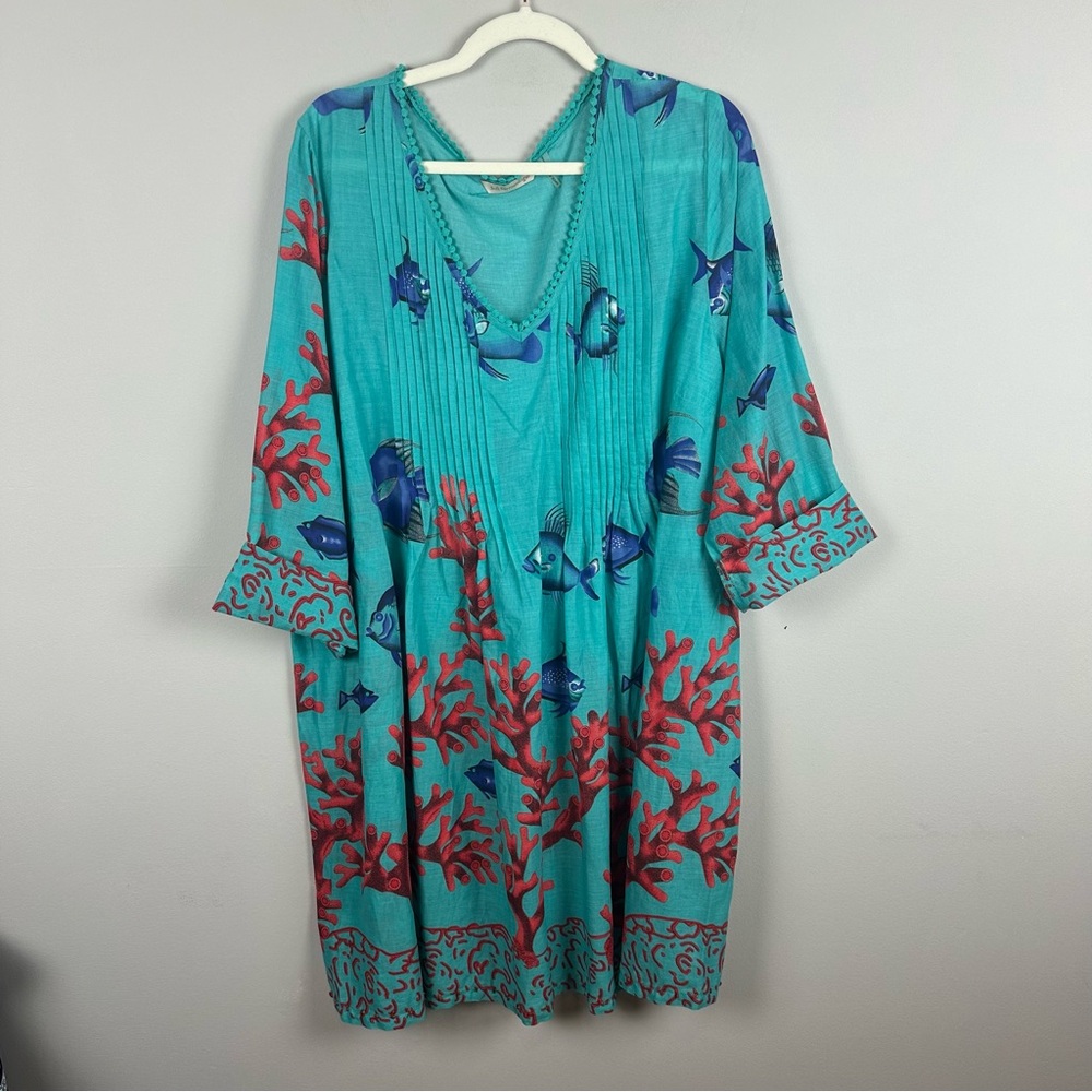 Soft Surroundings Seychelles Tunic Aqua sz 1X